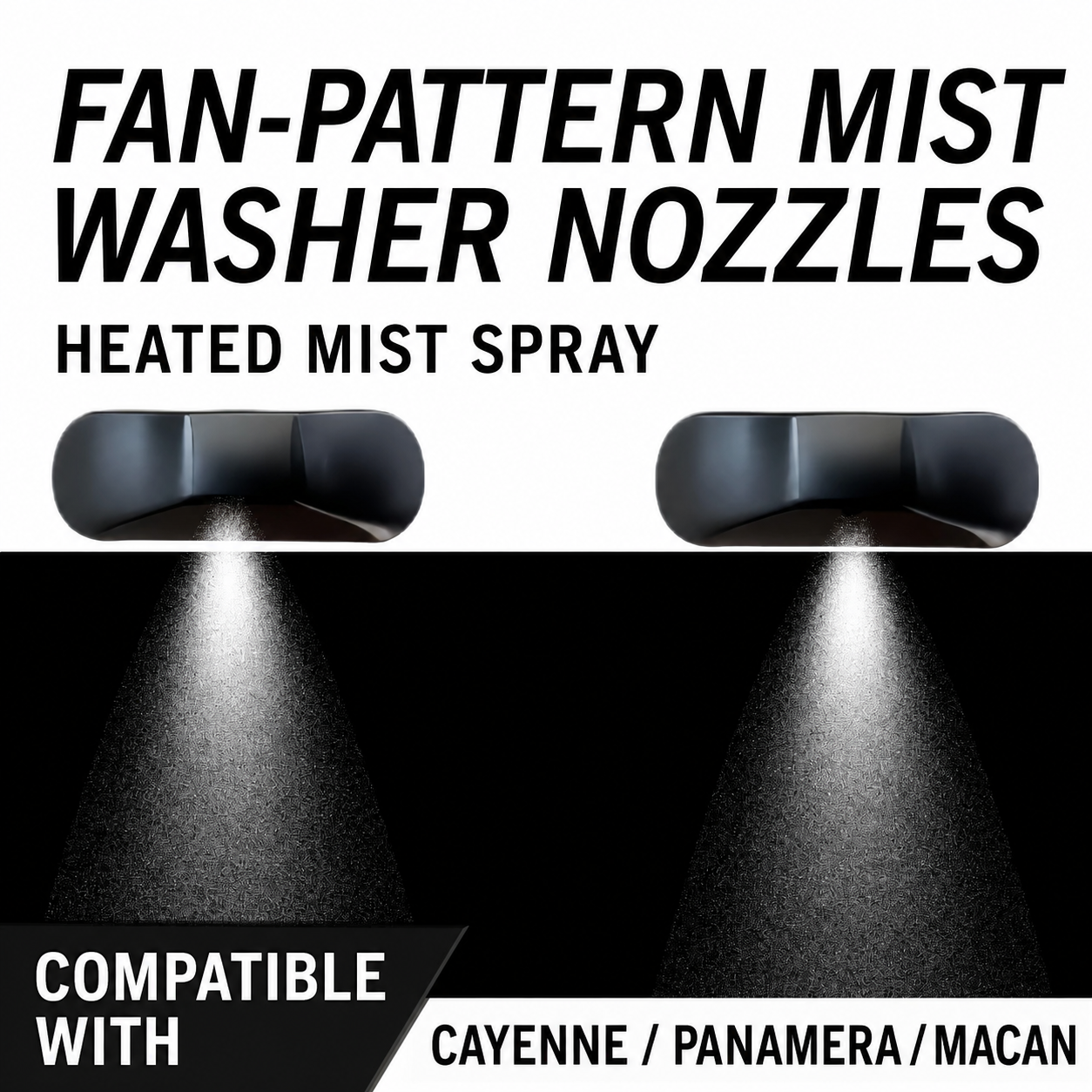 Fan-Pattern Mist Windshield Washer Nozzle Upgrade — Compatible with Porsche Vehicles