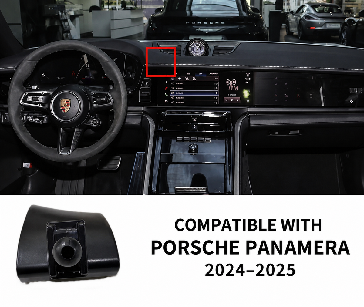 Direct-Fit Motorized Phone Mount — for Porsche Cayenne, Macan, Panamera, 718, 911 & Taycan