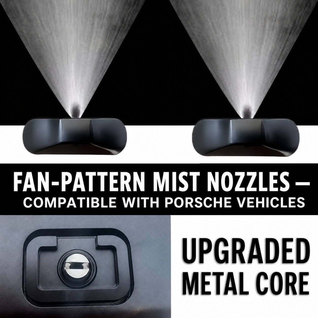 Fan-Pattern Mist Windshield Washer Nozzle Upgrade — Compatible with Porsche Vehicles