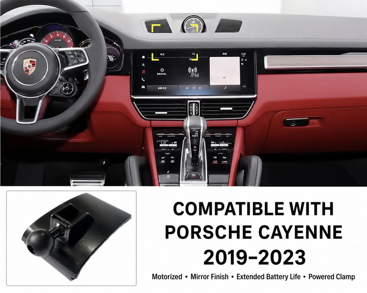 Direct-Fit Motorized Phone Mount — for Porsche Cayenne, Macan, Panamera, 718, 911 & Taycan