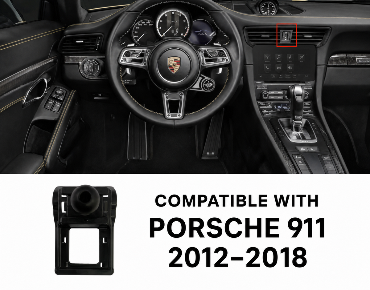 Direct-Fit Motorized Phone Mount — for Porsche Cayenne, Macan, Panamera, 718, 911 & Taycan
