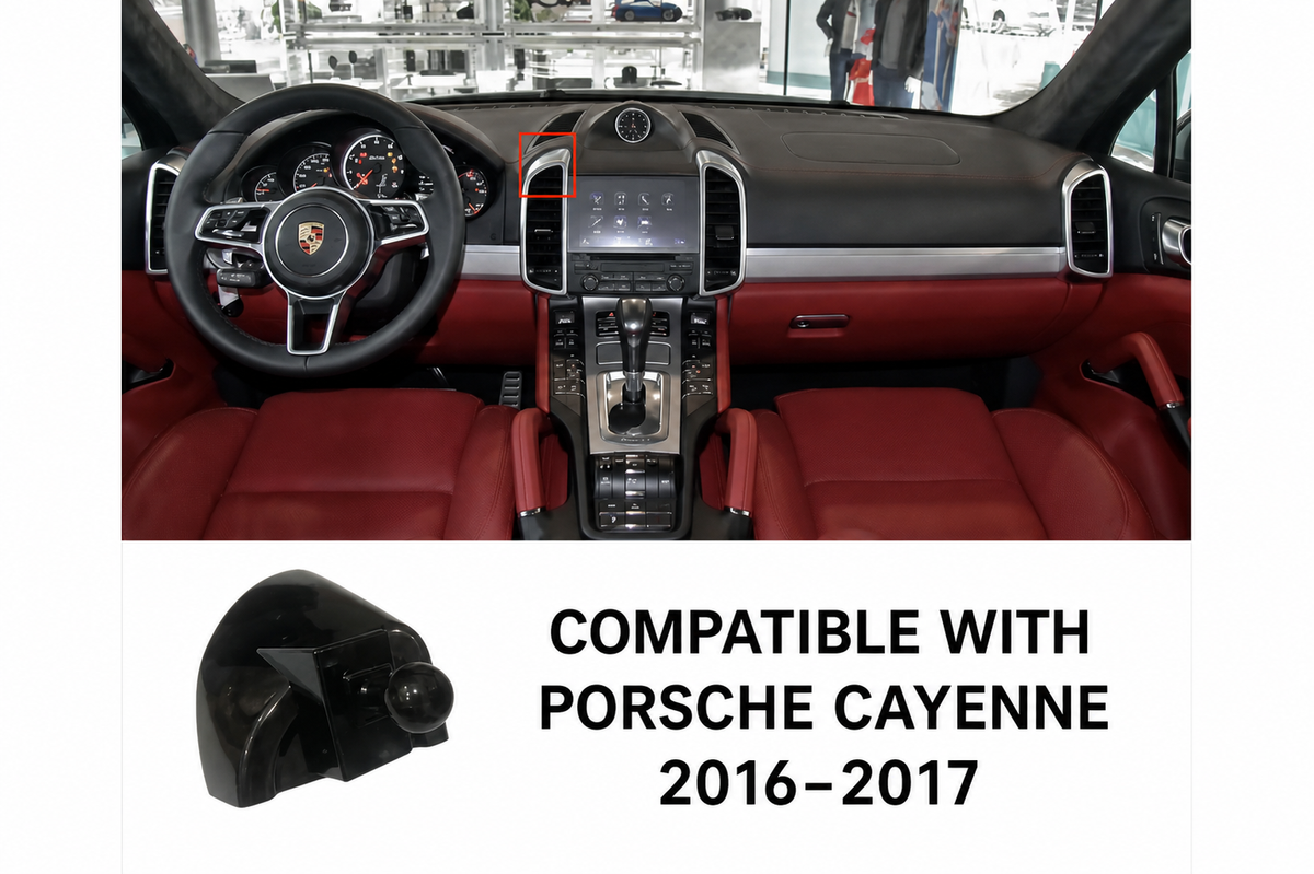 Direct-Fit Motorized Phone Mount — for Porsche Cayenne, Macan, Panamera, 718, 911 & Taycan