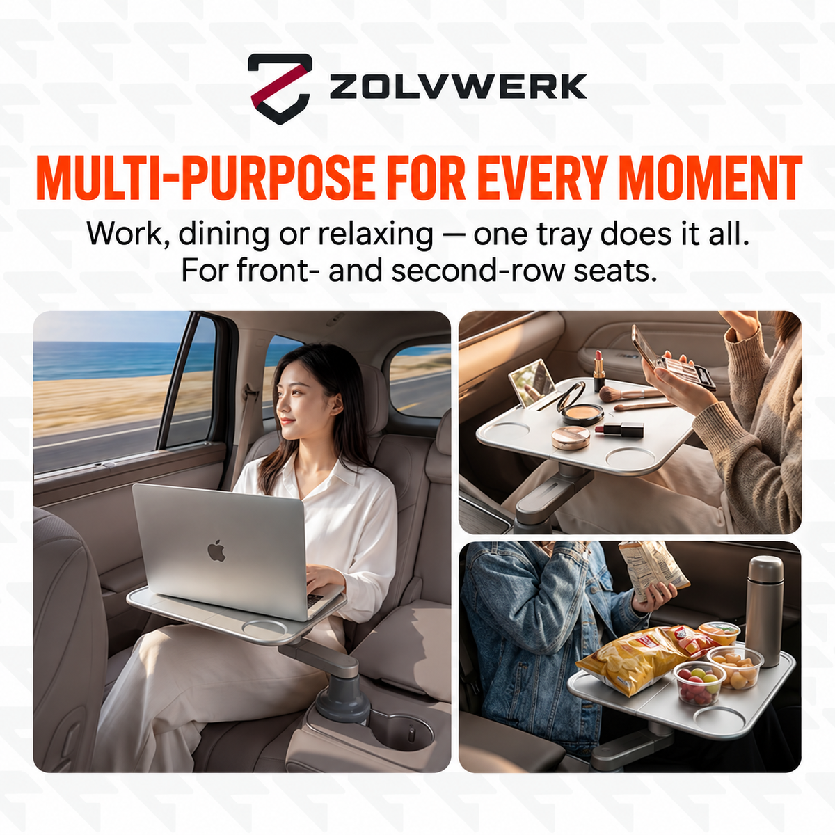 Foldable Floating Car Tray Table for Front & Rear Seats — Dining & Work