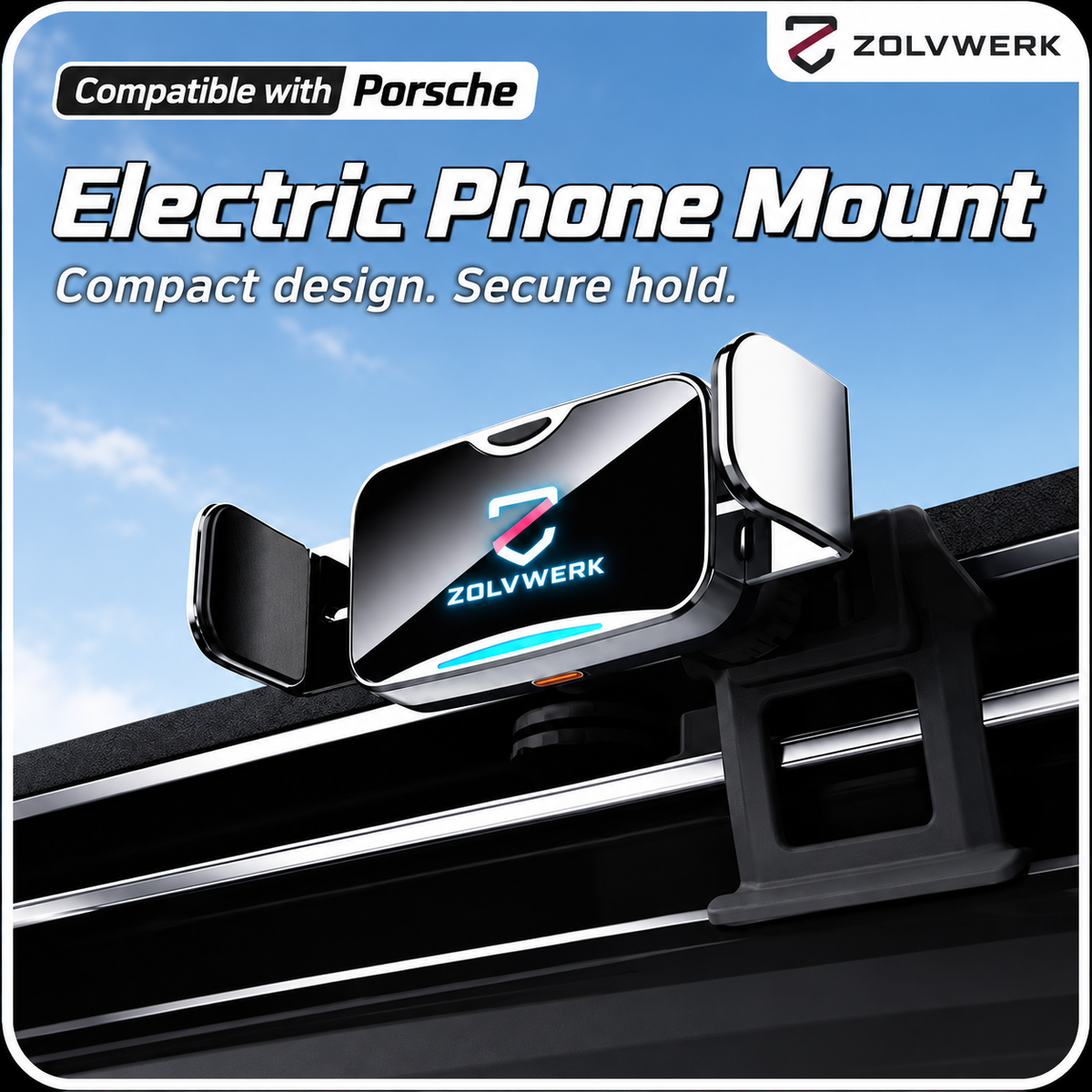 Direct-Fit Motorized Phone Mount — for Porsche Cayenne, Macan, Panamera, 718, 911 & Taycan
