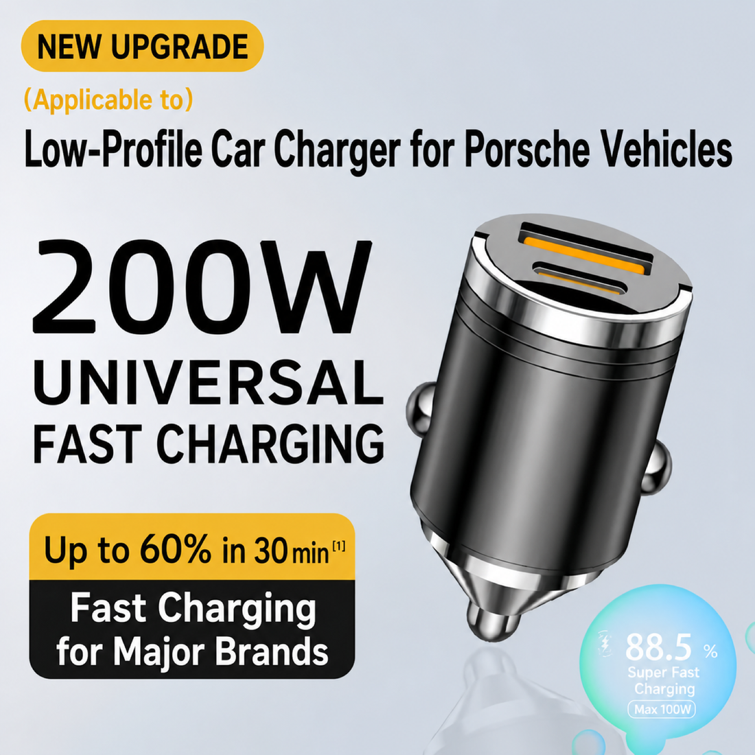 Low-Profile 200W USB & USB-C Car Charger for Porsche Vehicles