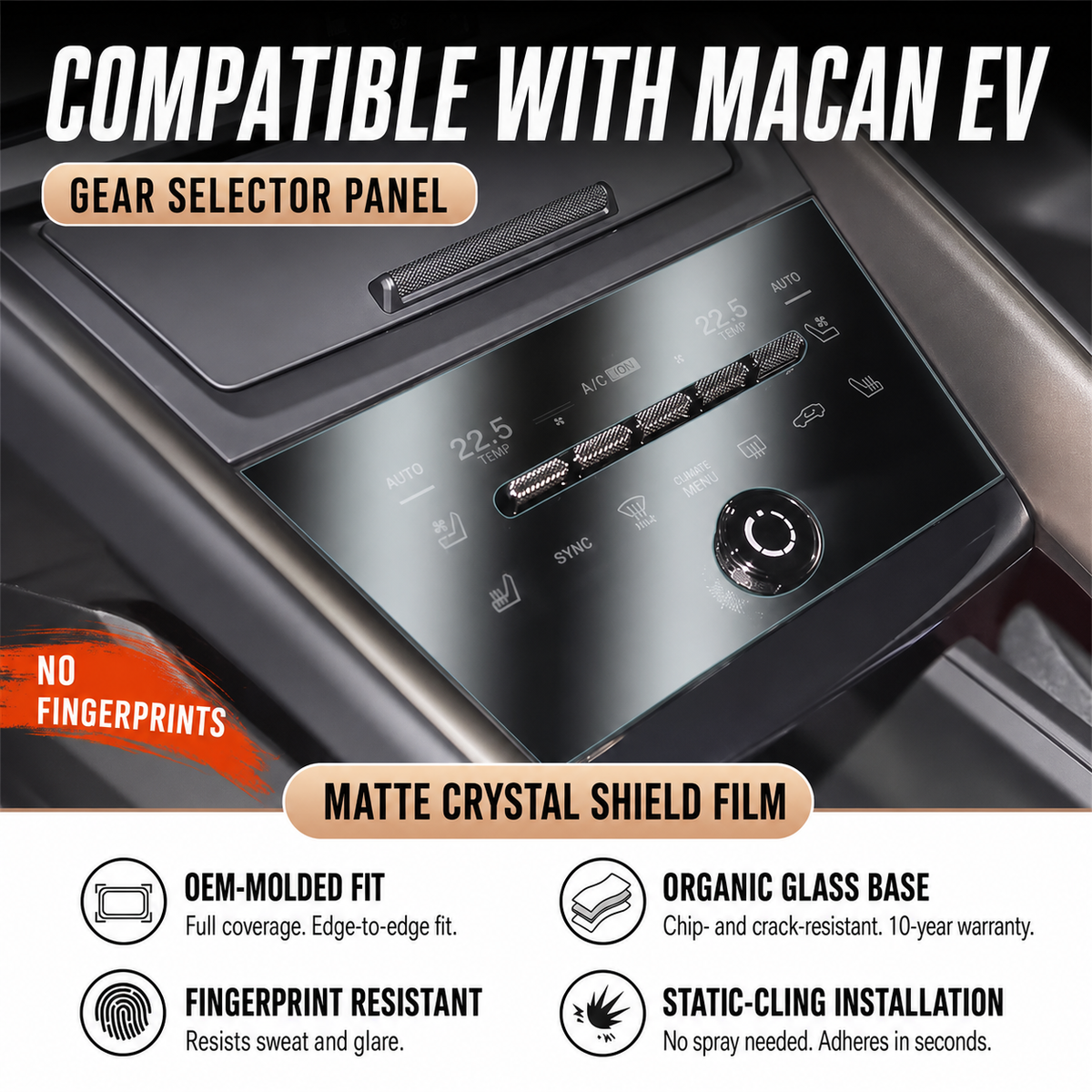 Gear Selector Panel Protective Hard Film — for Porsche Cayenne, Panamera & Macan