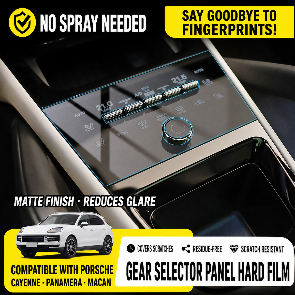 Gear Selector Panel Protective Hard Film — for Porsche Cayenne, Panamera & Macan